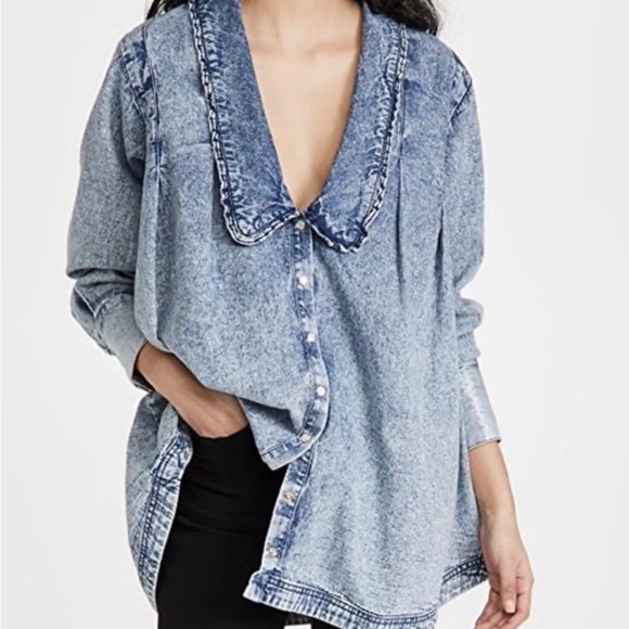 Free People Charlie Denim Button Down Shirt - Picture 2 of 9